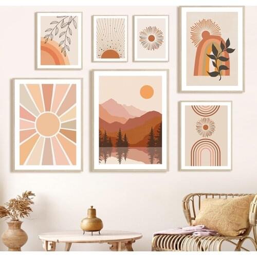 Sunlight Rainbow Leaves Abstract Landscape Wall Art Canvas Painting Nordic Posters And Print Wall Pictures For Living Room Decor