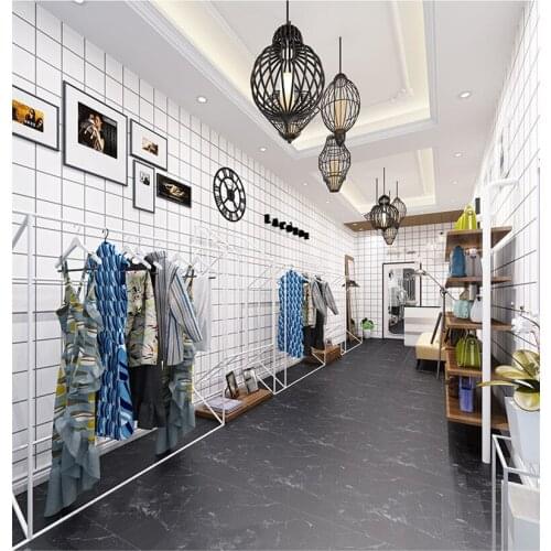 Modern Black White Square Lattice Wallpaper Flocked Non-woven Wall Paper for Bedroom Living Room Background Wallcovering 10M