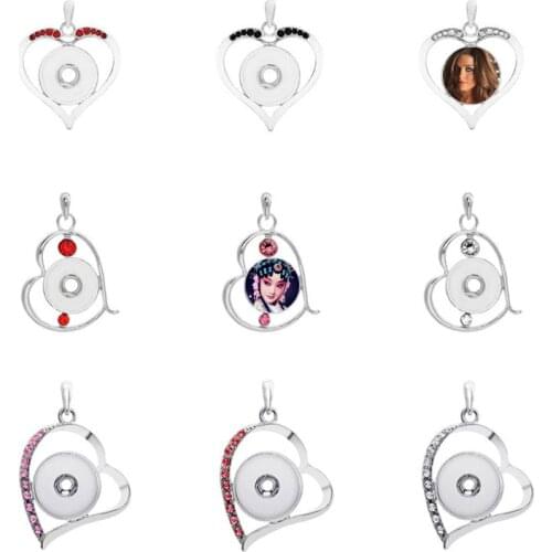 Dye sublimation necklace pendant for women heart shape button necklaces pendants hot transfer printing blank jewelry accessory