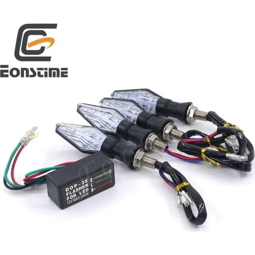 Eonstime Flashing Motorcycle LED Turn Signal Light 12Led Indicator Light Blue&Amber Blinker Light 4pcs LED+1pcs Flasher Relay