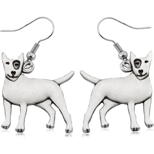 Punk Copper Metal Bull Terrier Dog Drop Earrings Boho Long Animal Dangle Earrings For Women Girls India Jewelry Wholeslae