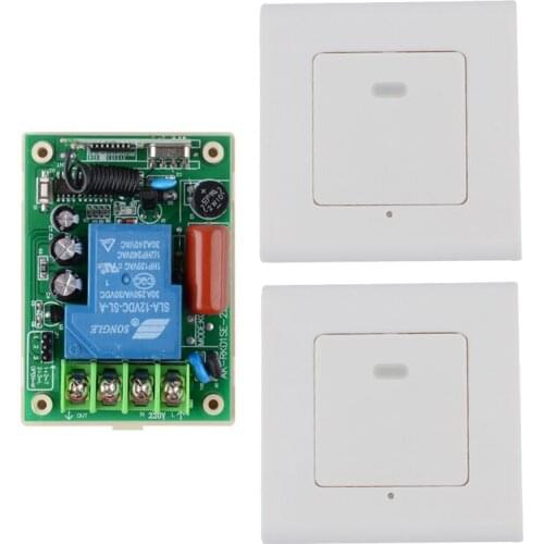 Wirelss Wall Remote 2PCS Transmitter Panel Sticky RF AC220V 30A Relay Remote Control Switch For Living Room Lights ON OFF