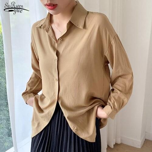 2021 Spring Autumn New Ladies Blouse Loose Vintage Blouses Shirts Button Cotton White Shirt Women Plus Size Blusas Mujer 12571