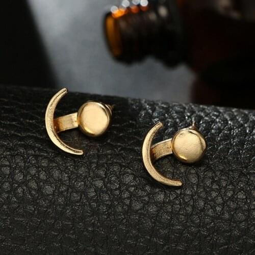 Korean Fashion Retro Women Jewelry Geometry Circular Alloy Moon Ear Studs Simplicity Originality Earings Fashion Jewelry 2021