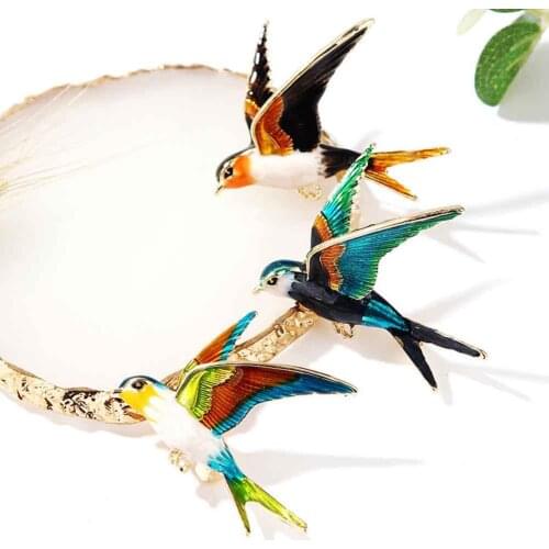 Women Swallow Bird Enameled Animal Brooch Pin Lapel Badge Jewelry Accessory
