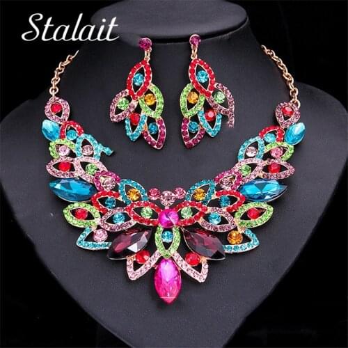 6 Styles Fashion Brand Horse Eye Shape Cubic Zircon Crystal Necklace Earrings Wedding Bridal Jewelry Sets For Female Gifts