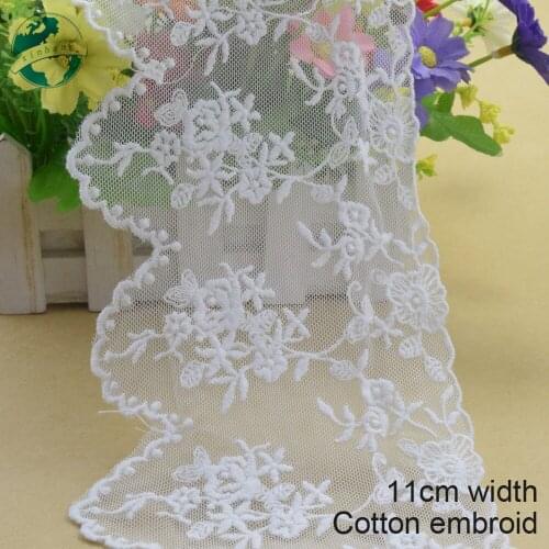 11cm white lace cotton embroidery lace french lace ribbon fabric guipure diy trims warp knitting sewing Accessories#3720