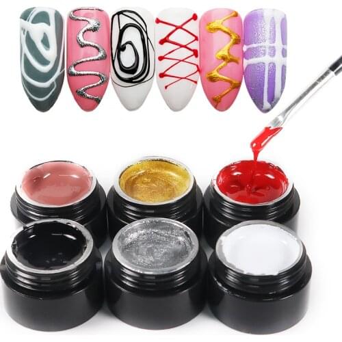 12 Colors Nail Art Paint Flower Draw Line Painting UV Gel Nail Polish Nail Art Metal Painted Glue Phototherapy Gold Silver TSLM2