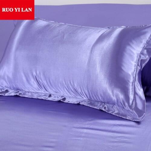 2pcs/Lot) silk-like Pillow Cover Standard single pillowcase Smooth Pillow Case White/Grey/Pink/Purple 48*74cm