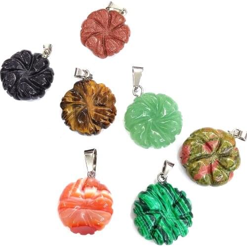 Natural Stone Pendants Flower Shape Crystal Agates Necklace Pendant For Jewelry Making Good Quality Size 18mmx22mm