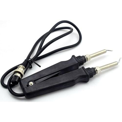 ABS + Metal 24V 60W 902 Double Soldering Iron Tweezer Handle Heating Plier Soldering With Elbow Tip Welding Repair Tools Black