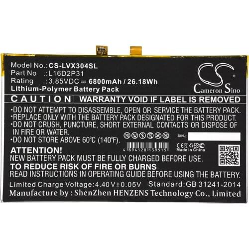 Cameron Sino 6800mAh Battery For Lenovo Tab 4 10,TAB4 10-ZA2J0030SE,TB-X304F,TB-X304F/L,TB-X304F/N,TB-X304F-ZA2J0030SE,TB-X304L