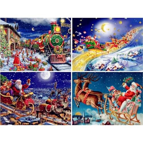 Diy 5d Full Diamond Painting Embroidery Cartoon Square Round Drill Santa Claus Elk Mosaic Furniture Decoration Handmade Hobby