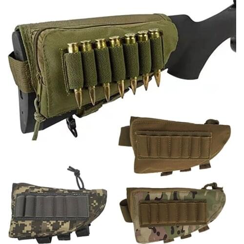 Buttstock Cartridge Pouch Bag Tactical Shotgun Rifle Stock Ammo12 Gauge Shell Holder Cheek Pad Airsoft Hunting Gun Accessory