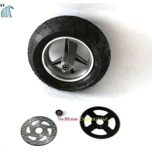 Tubeless Tire Rear Wheels with Brake Disc Rear Sprocket for 47cc/49cc 2 Stoke Mini Pocket Bike 110/50-6.5 Wheel & Dis