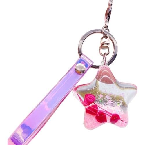 Keychain Fashion Stereo key Ring Creative Mobile Phone Bag Car Pendant Keychain Transparent Cute Scallops Star Shaped G