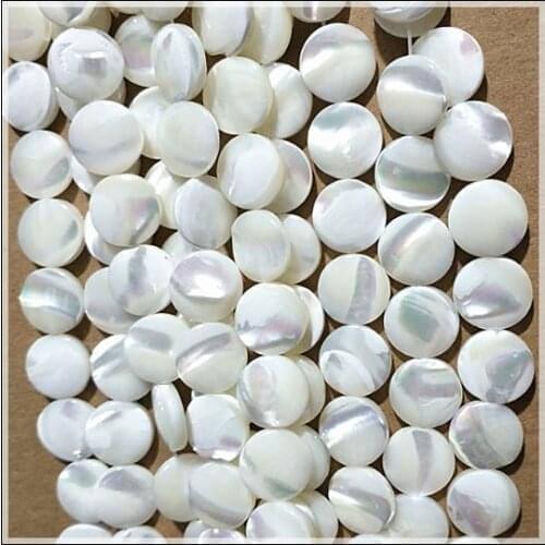 32pcs nature white shell beads strings coin shape saltwater mother of pearl size 12mm top fashion beads