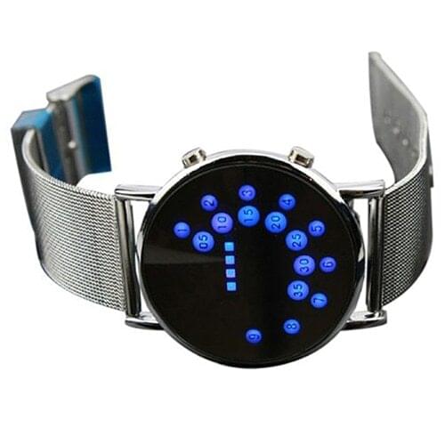 Digital watch montre homme Mens Womens Fashion Creative Ultra Thin Round Mirror Blue Circles Alloy Watch relogio watch