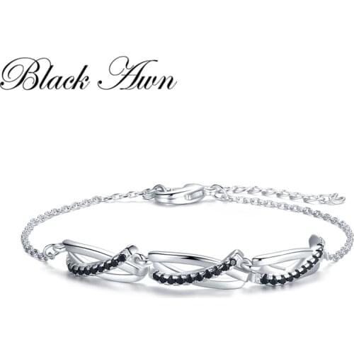 BLACK AWN New 925 Sterling Silver Charm Bracelet Women Wedding Jewelry S006