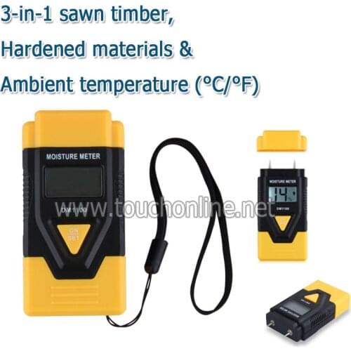 3 in 1 Digital Wood Building material Moisture Meter, Sawn timber, Hardened materials and Ambient temperature DM1100