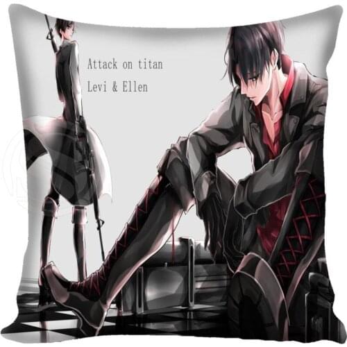 Custom Attack on Titan Pillowcase Square Zippered Home Decorative Pillow Cover Two Sides Printed 35X35 40X40 45X45 60X60