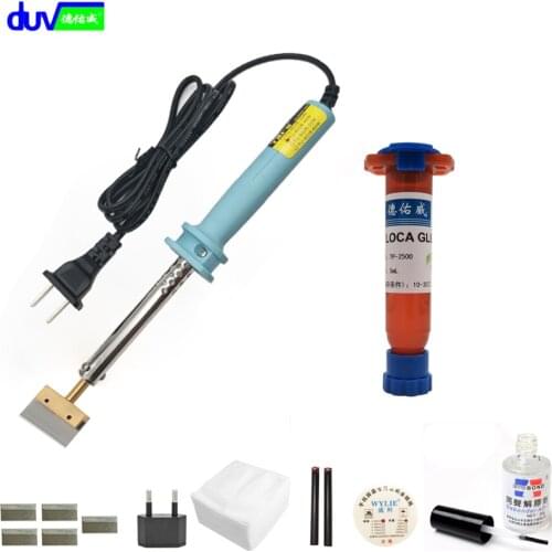 DUV TP -2500 UV glue Optical Clear Adhesive dispergator + solder iron Hot Blade Decal Remover glue LCD touch screen repair