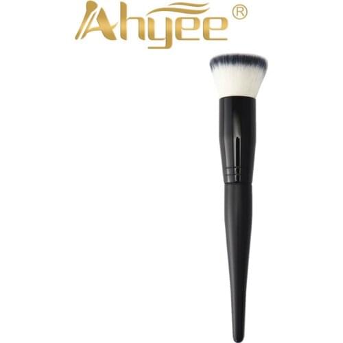 Ahyee New 1PCS Pro Flat Foundation Brush For Face Stippling Brush With Liquid Powder Foundation Black Wood Handle Makeup Brush