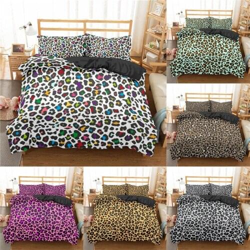 Leopard Bedding Set 2/3Pcs Duvet Cover & Pillowcase(s) 3D Printed Quilt Cover Home Textile Gift