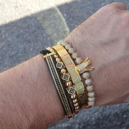 Creative Fashion Micro Inlaid Zircon Ball High Crown Copper Beads Woven Hexagonal Zircon Adjustable Bracelet Cover Ornament