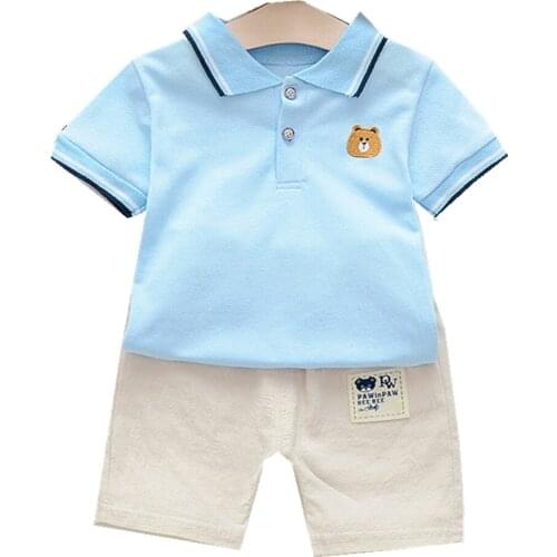 Summer Boy T-shirt Set Bear Design Tops+Pants 2pcs Set Cotton Newborn Toddlers Fashion Infant Outfits Baby Clothes Set