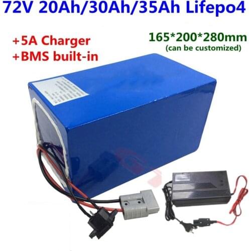 GTK 72V 20Ah 30Ah 35Ah Lifepo4 lithium battery with BMS eibke battery 72V 2000W 3000W Electric Bike Battery pack+5A Charger