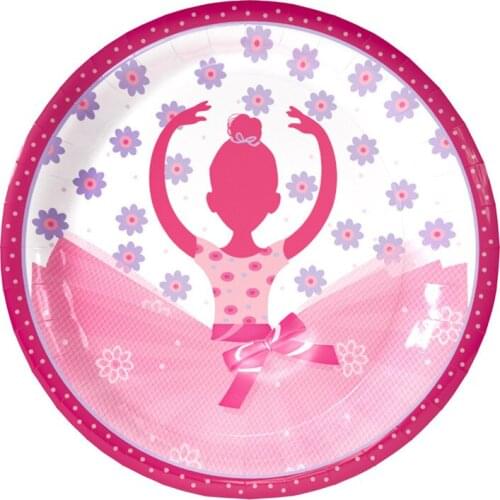 6pcs/lot Lovely Ballet Girl Theme Disposable Plates for Kids Birthday Party Decor Cartoon Tableware Paper Plates Party Supplies