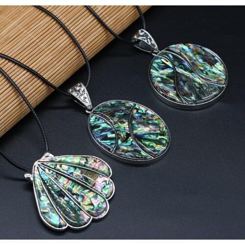 Multiple Shape Natural Abalone Shell Pendant Necklace Fashion Women Shell Pendant Necklace for Jewelry Gift Length 55+5cm