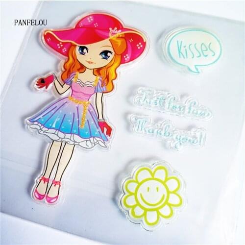 PANFELOU Delicate little princess Transparent Silicone Rubber Clear Stamps cartoon for Scrapbooking/DIY Easter wedding album