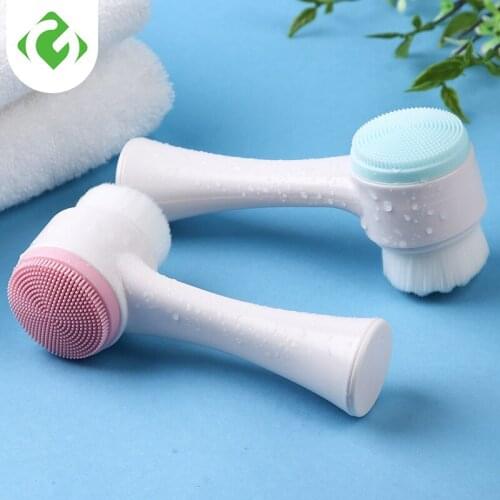 Portable Double Side Silicone Facial Cleanser Wash Brush Blackhead Removal Face Cleaning Massage Face Wash Product GUANYAO