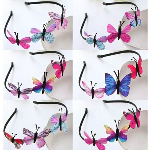 1PC Girls Butterfly Hair Band Kids Fairy Princess Headband Handmade Colorful Girls Hair Accessories