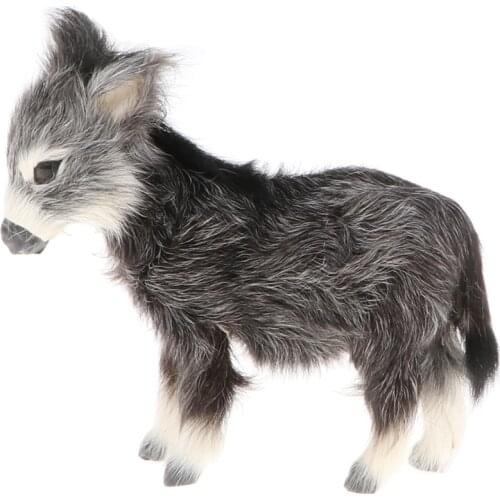 Lifelike Small Burro Model, Kids Faux Fur Animal Toy, Handicraft Collections, Home Ornament