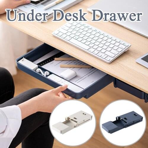 Self-Adhesive Under Desk Drawer Hidden Desktop Sticky Drawer Organizer for Stationery Pencil Toys Remote Controller Fast deliver