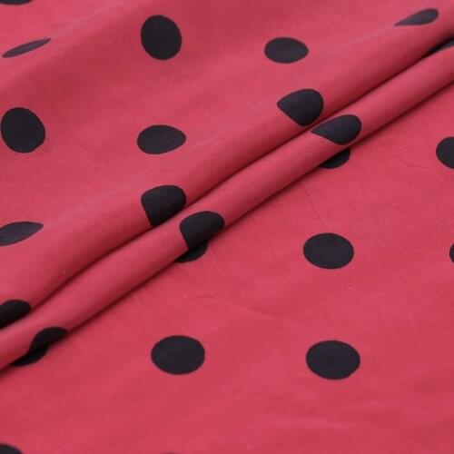 114CM Wide 12MM Thin Dots Print Blue Red Silk Habotai Fabric Good for Summer Dress Skirt Shirt Pants B225