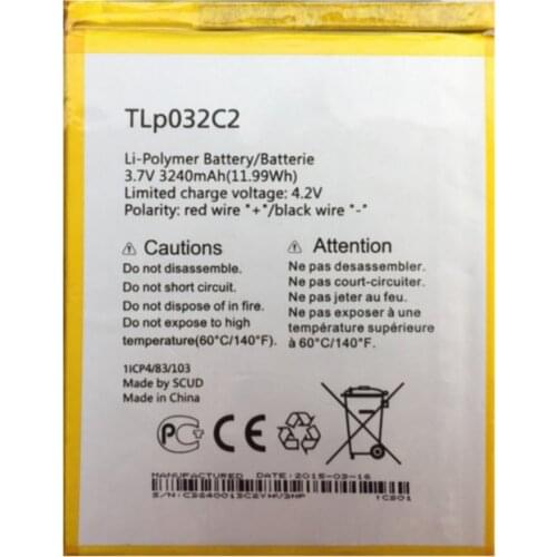 High quality Replacement Battery 3240mAh TLp032C2 For Alcatel TLp032CC One Touch Pixi 8 8.0 3G 9005X OT-9005X