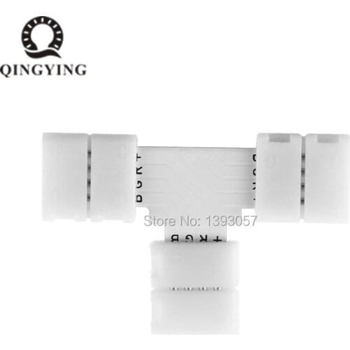10pcs 10mm 4 Pin L Cross T Shape LED Strip Connector PCB Free Welding For SMD 5050 RGB Color LED Strip Lights