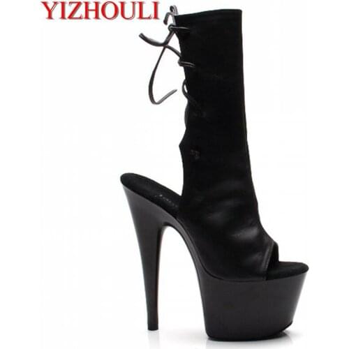 The 15cm high heel stilettos are followed by the stage performance with a hollowed-out summer new cool boot and low Dance Shoes