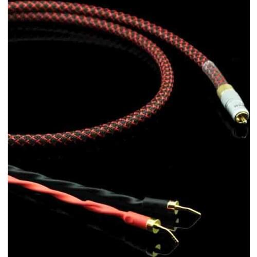 High Quality Pair OFC Speaker cable RCA TO Pin Banana Plug HIFI Loudspeaker swan m80w