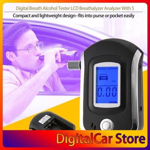 High precision Digital Breath Alcohol Tester with LCD Display with 5 Mouthpieces AT6000 Hot Selling Dropshipping