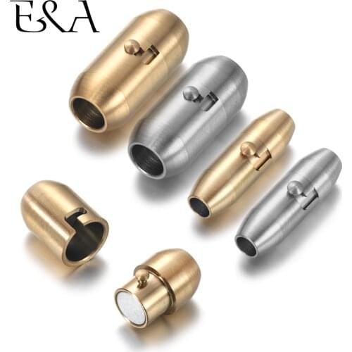 2Clasps Stainless Steel Safe Lock Magnetic Clasp Hole for Leather Cord Clasps Magnet Lace Buckle for Bracelet DIY Jewelry Making