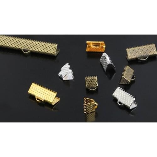 50pcs 6/8/10/13/16/20/25/30/35/40mm Multi-tooth Cord Crimp End Beads Buckle Flat Cover Clasps For DIY Jewelry Making Accessories