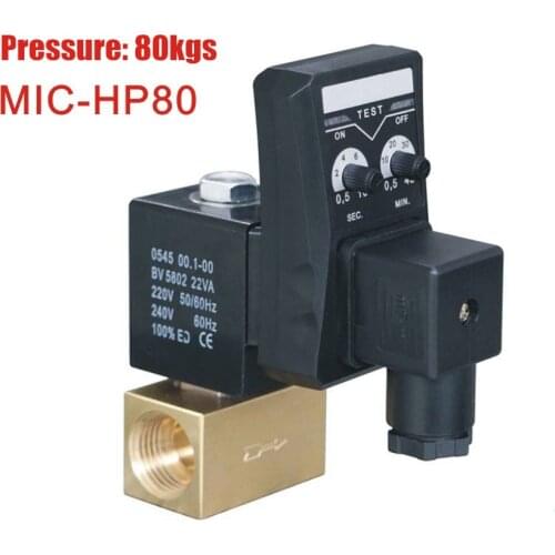 1/2" DN15 Electric Timer Auto Water Valve Solenoid Electronic Drain Valve 80 bar for Air Compressor Condensate