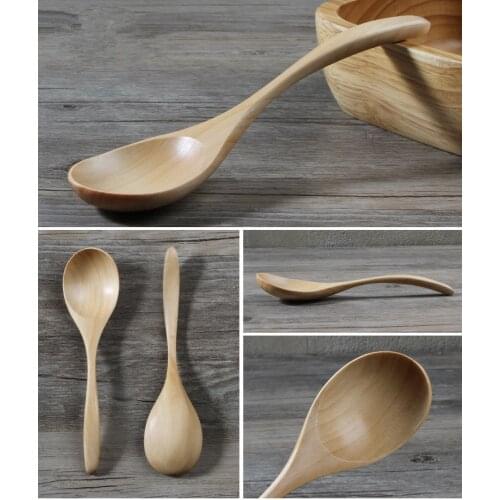 1PC Natural Wood Spoon Kitchen Accessories Eco-Friendly Tableware Dining Soup Tea Honey Coffee Spoon MF 007