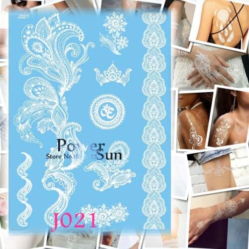 1PC Sexy Body Art White Henna Flower Arm Sleeve Tattoo Blossom Bracelet Design Temporary Tattoo Sticker Wedding Jewel Tatoo PJ21