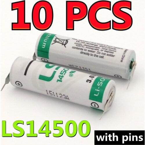 10PCS New Original For SAFT LS14500 AA 3.6V 2600mAh Thionyl Chloride Industrial Lithium Battery PLC Batteries With Pins